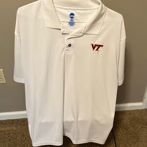 NCAA White Polo with VT Logo